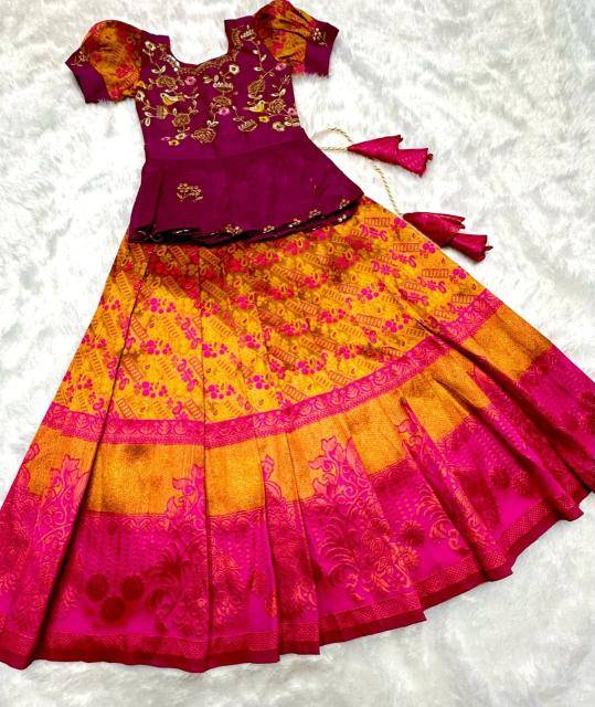 NEW LAUNCING KIDS LEHENGA CHOLI silk Children wear wholesalers in Surat
